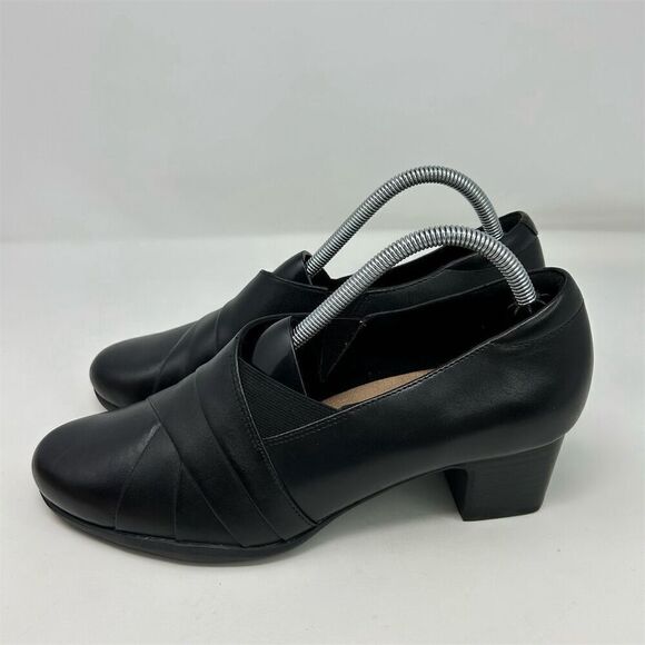 Clarks Unstructured Black Leather Slip-On Comfort Loafers Size 11 Casual Comfort - Picture 6 of 15